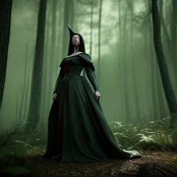  Woman witch in the dark forest