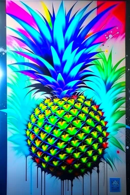 Pintura de Vicky Dávila coronada con una piña, arte de tinta, calidad ultra, 8k