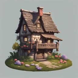 beautiful cottage game asset, no background