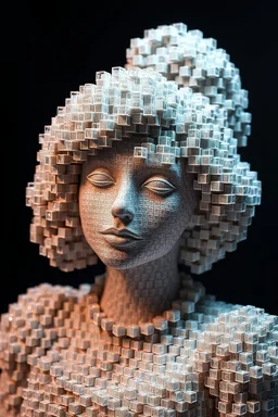 picture of lady made of very small cubes bu look like a real lady