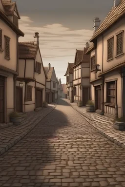 draw a realistic cobbled street in a medieval town
