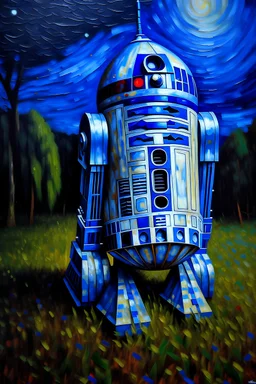 R2d2 on a starry night by Vincent Van Gogh