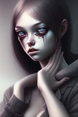 Girl, close up, depressing atmosphere, despair, agony