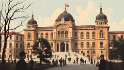 Vector, University in Istanbul in 1900, Illustration, Students School Turkish