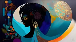 Craft an abstract piece that visually conveys the harmony and balance within African American spiritual practices, using serene forms and colors to evoke a sense of tranquility.