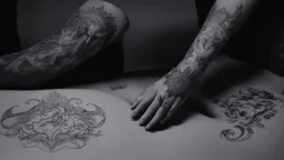 room one feminine menacing hand with magic tattoos grabbing an ankle. [in the darkness of a bedroom, black magic and succubus demon] You barely open your eyes before a dark hand grabs your ankle.