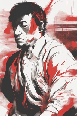 minimal ,man with red background
