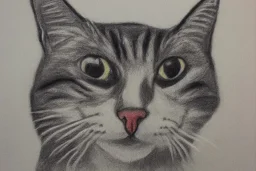 Crayon portrait of a cat in the style of a child