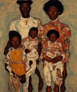 wealthy African American young family by Egon Schiele