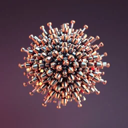 a mandelbulb 3d fractal made of small metallic random color cubes