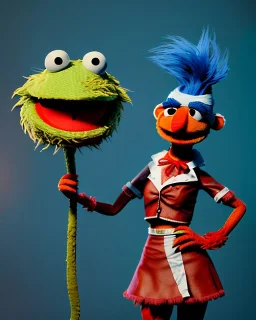 hybrid character, waitress sexy woman with monster muppet mask that covers her entire head, retro style, Sesame Street style, smooth, unreal engine 5, god lights, ray tracing, RTX, lumen lighting, ultra detail, volumetric lighting, 3d.