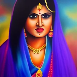 Full body portrait, painting, medium shot lady Mathura art