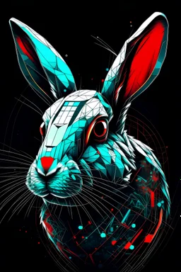 t-shirt design, rabbit digital art by Jan Tengnagel, shutterstock contest winner, furry art, artwork, angular, art