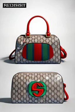 Gucci bag made by muppet face, Sesame Street style, retro style, photo studio, unreal engine 5, god lights, ray tracing, RTX, lumen lighting, ultra detail, volumetric lighting, 3d.