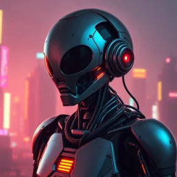 robot, dystopia, cyberpunk aesthetic, alien