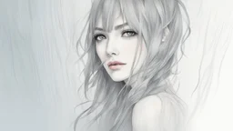 Draw a portrait of a beautiful woman, rain