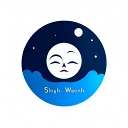 Logo, vector, clean, circle logo with a face looking up at the moon clouds and stars