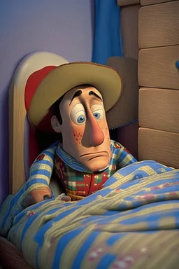 Woody from Toy Story going to bed