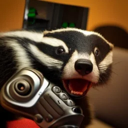 Badger playing xbox