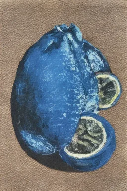 blue lemon painting on a white background