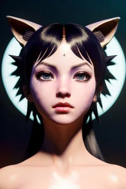 Miqo'te character, physically fit, facepaint, waist up portrait, intricate, oil on canvas, masterpiece, expert, insanely detailed, 4k resolution, retroanime style, cute big circular reflective eyes, cinematic smooth, intricate detail , soft smooth lighting, soft pastel colors, painted Renaissance style