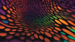 Grainy color gradient background, abstract vibrant colors, grain texture, blurred orange purple green spots on black