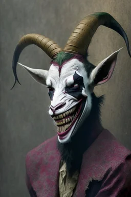 A picture of a goat in the form of a joker, a professional, high JPEG image