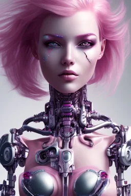 cyborg, pink hair, seven , perfekt eye, real, dream