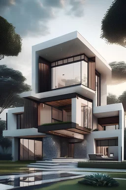 Create a modern architectural villa design