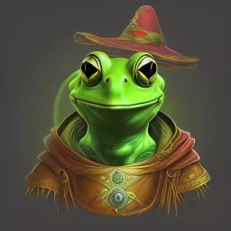 a frog wizard pondering his orb