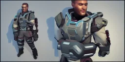 Sci-Fi Supersoldier with floating Multitool around his right arm