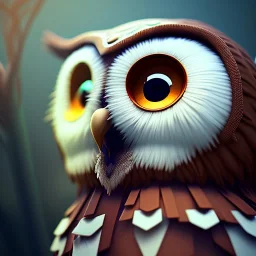 Owl, shallow depth of field, macro lens, unreal engine 5, ultra detailed, light fur highly detail