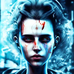 Danish singer MØ face,Abstract Yoji Shinkawa,cyberpunk,