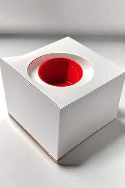 A white box with a red circle in the center