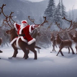 santa army fighting against reindeer army