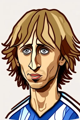 Luka Modric Croatian soccer player 2d cartoon