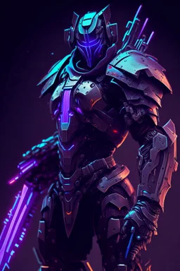 dark humanoid robot soldier artificer gladiator futuristic assassin RGB