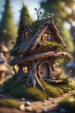 pen outline, twig troll and his twig pile house ,bokeh like f/0.8, tilt-shift lens 8k, high detail, smooth render, down-light, unreal engine, prize winning