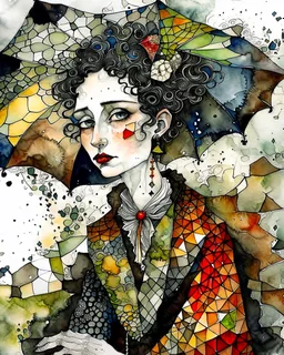 Weathering the storm, stone texture patchwork, watercolor and ink, intricate, elegant, Egon Schiele, Annigoni, Catrin Welz-Stein, debeh