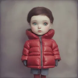 Blythe doll, red, autochrome, plastic puffy jacket