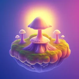 100mm photo of isometric floating island in the sky, surreal mushroom with jewels, intricate, high detail, behance, microworlds smooth, macro sharp focus, centered