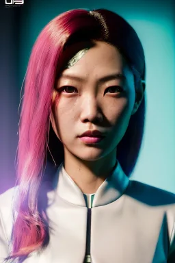 portrait, Asian cyborg woman, samurai warrior :: symmetry photography, cyberpunk style, pink hair, makeup, line eye :: black samurai army, katana, japanese traditional ornaments, pink, white, black, light iris :: cinematic, Ultra realistic, dark scene, soft color, highly detailed, unreal engine 5, RTX, ultra detail, 3d, finely drawn, high definition.