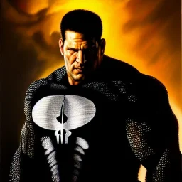 Ultra detailed fullbody Portrait in oil on canvas of Punisher (Stolen Hulk Buster Armor) ,intense stare,extremely detailed digital painting, extremely detailed face,crystal clear Big eyes, mystical colors ,perfectly centered image, perfect composition, rim light, beautiful lighting,masterpiece,8k, stunning scene, raytracing, anatomically correct, in the style of robert e howard and Ken Kelley and Ohrai Noriyoshi and Simon Bisley and tomzj1