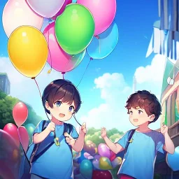 yound anime child letting go of a balloon