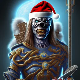  iron maiden sur un trone, bonnet père Noël