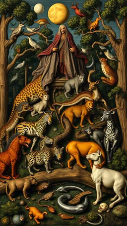 Hieronymus Bosch style , full of zoo animals
