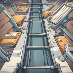 conveyor belt cartoon top down