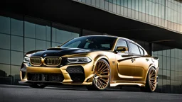 A (((BMW Dodge Charger))) featuring a luxurious interior, advanced technologies, and a sleek body kit designed by MANSORY, exuding an air of sophistication and power