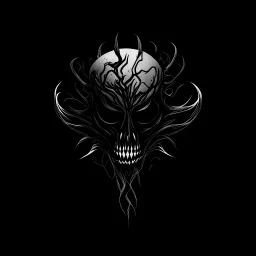 {LOGO} - embodying the sinister depths of 'Greedy Chaos Madness.' Imagine a demonic visage emerging from swirling tendrils of darkness, its eyes ablaze with insatiable hunger. Incorporate twisted, jagged elements to convey the chaotic nature of its desires, while maintaining an aura of malevolent power. Let the essence of darkness and evil flow through every stroke, creating a symbol that strikes fear and awe in equal measure."