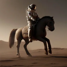 Riding horse astronaut mars